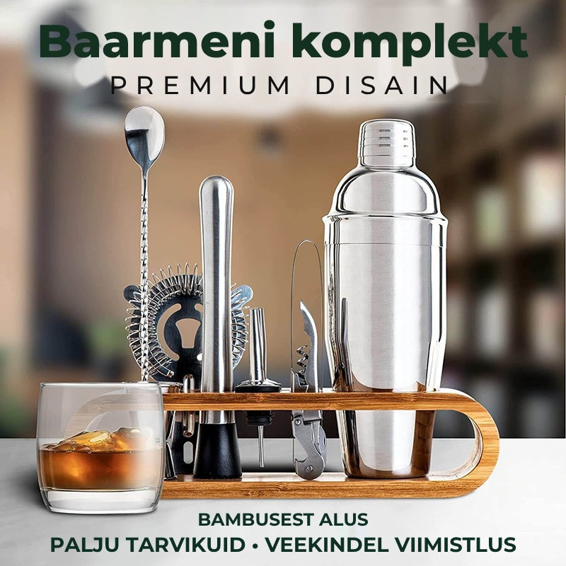 Set-de-Barman-pentru-bauturi-Edman-suport-din-bambus-Shaker-Cobbler-550-ml-10-Piese-Otel-Inoxidabil-Argintiu