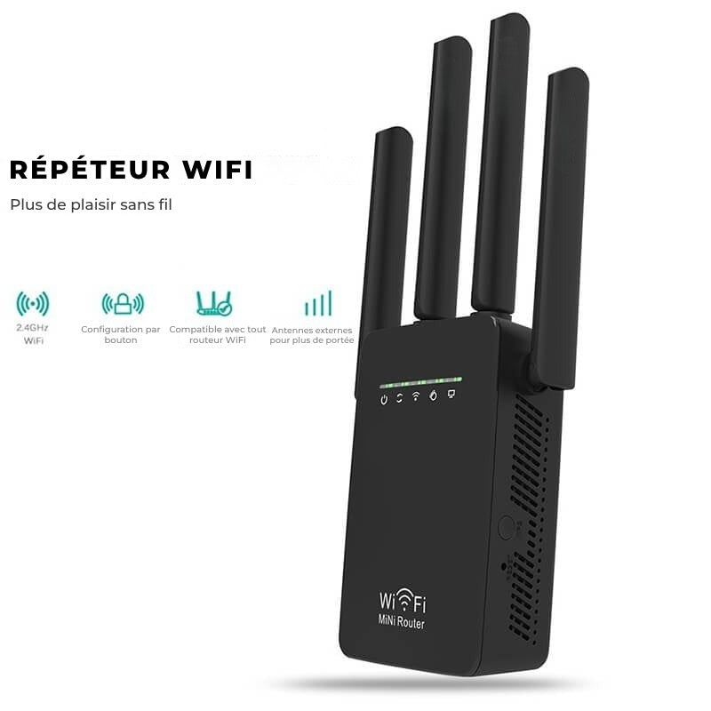 Amplificator de Semnal Wireless Edman, Range Extender Retea WIFI, Retea 2,4GHz, Viteza 300Mbs, 4 Antene, Slot LAN, Compatibil cu 3G / 4G / 5G, Raza de actiune pana la 300M, Negru