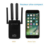 Amplificator de Semnal Wireless Edman, Range Extender Retea WIFI, Retea 2,4GHz, Viteza 300Mbs, 4 Antene, Slot LAN, Compatibil cu 3G / 4G / 5G, Raza de actiune pana la 300M, Negru