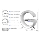 Lampa inteligenta Edman RGB, cu incarcare rapida, fara fir, difuzoare, afisaj digital, alarma, control prin aplicatie, Gri