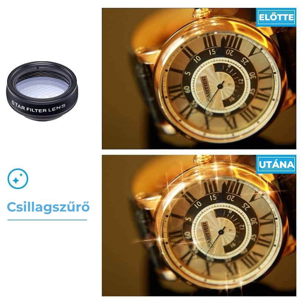 Set lentile 10 in 1 profesionale pentru telefoane si tablete Apexel DG10 - 10 in 1, prindere filet 17mm, Fisheye, Macro 15x, Wide, Telescope 2x, Kaleidoscope, CPL, Flow, Radial, Star, cu clip universal