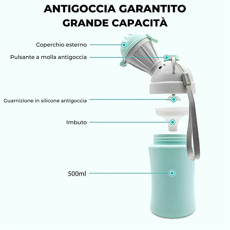 Olita portabila Edman pentru baieti, rezistent la scurgeri, toaleta de urgenta pentru calatorii cu masina in Aer liber, camping, parc, plaja, 480ml, Albastru
