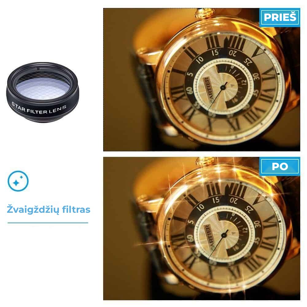 Set lentile 10 in 1 profesionale pentru telefoane si tablete Apexel DG10 - 10 in 1, prindere filet 17mm, Fisheye, Macro 15x, Wide, Telescope 2x, Kaleidoscope, CPL, Flow, Radial, Star, cu clip universal