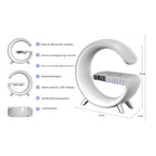 Lampa inteligenta Edman RGB, cu incarcare rapida, fara fir, difuzoare, afisaj digital, alarma, control prin aplicatie, Gri