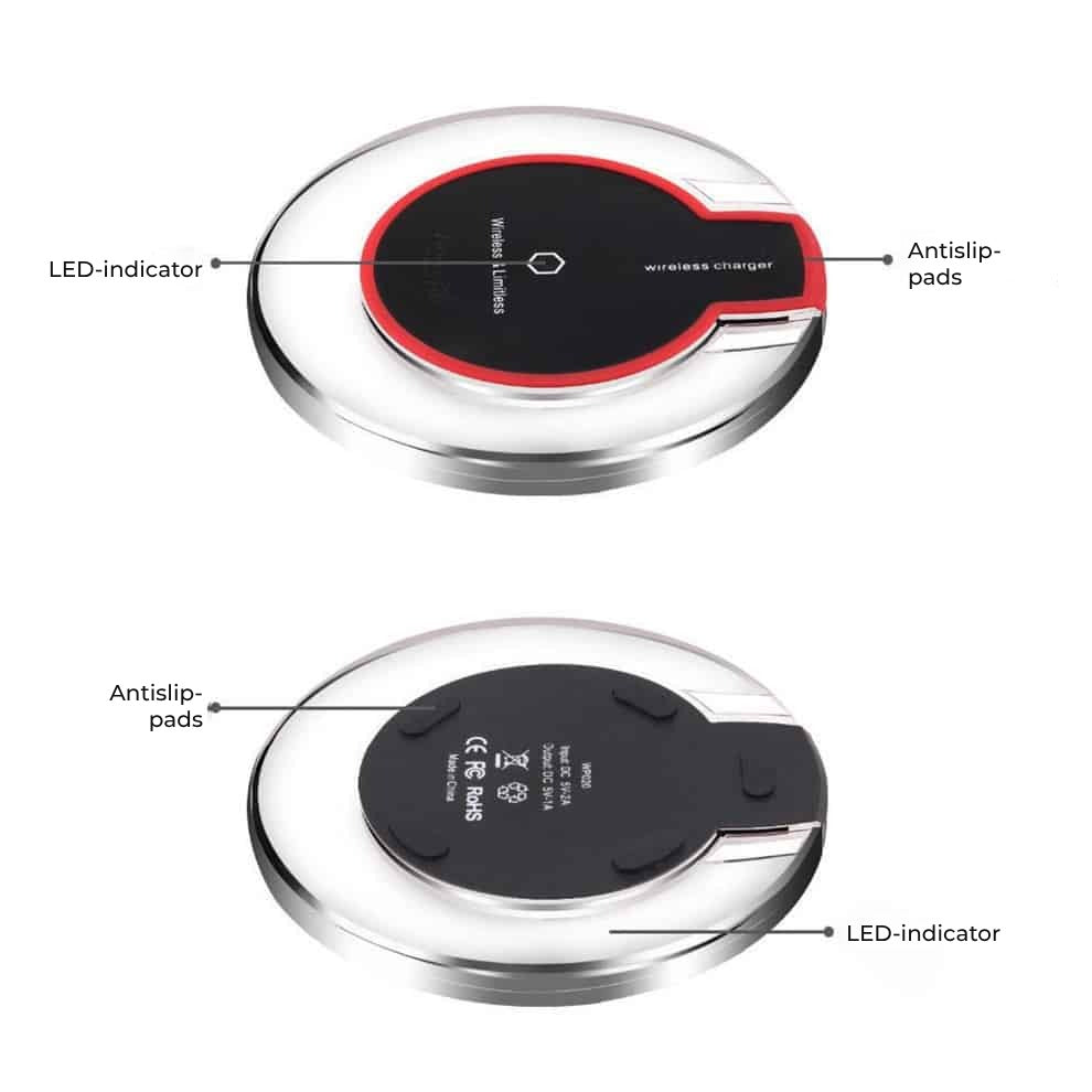 Incarcator wireless Qi Edman W10, pad pentru birou, alb-transparent, pentru Iphone Samsung Huawei LG, cablu micro USB inclus