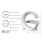 Lampa inteligenta Edman RGB, cu incarcare rapida, fara fir, difuzoare, afisaj digital, alarma, control prin aplicatie, Gri