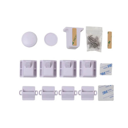 Edman Magnetic Safety Lock for drawers and cabinet doors, set of 4 + 1 key