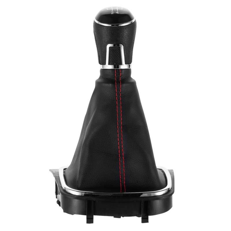 Manson schimbator de viteze MOTOR10 cu nuca, cusatura rosie, pentru VW Golf 5, Golf 6, Jetta, Scirocco, 5 trepte