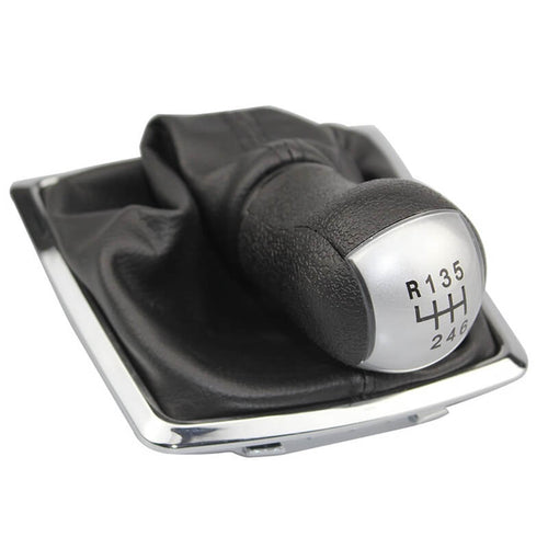 MOTOR10 gear shift boot with knob and frame for Ford Focus 2 Facelift, Ford C-Max, Ford Galaxy, Black-Silver