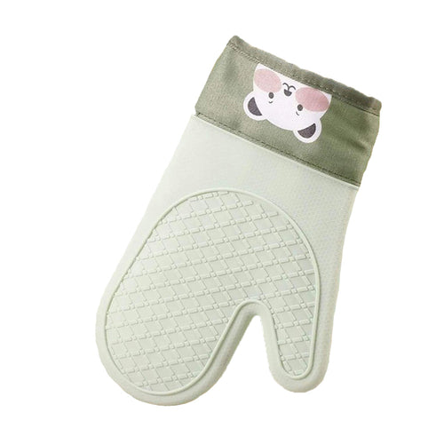 Edman oven glove, heat-resistant silicone up to 600°C, cotton lined, 28x28cm, Green