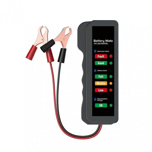MOTOR10 mini LED tester for car and motorcycle battery and alternator, 12V, Grey
