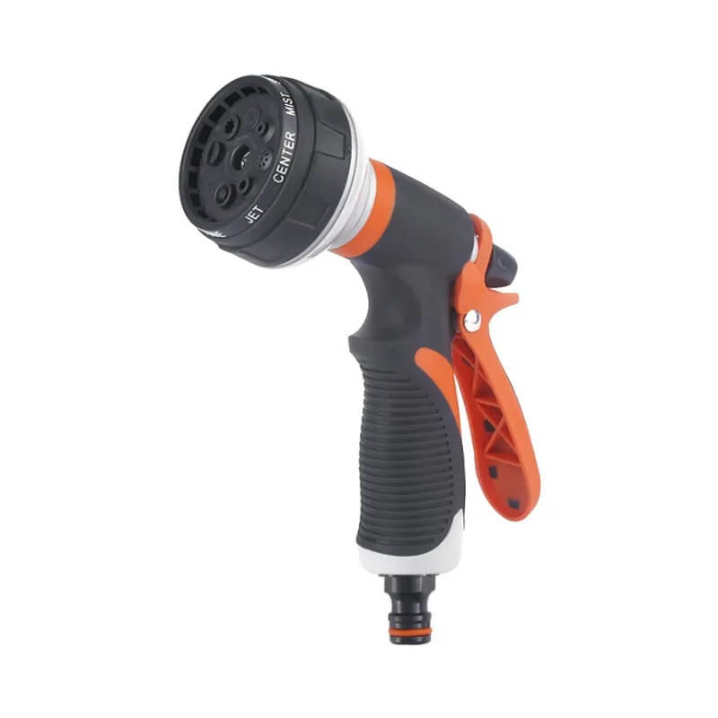 Pistol de stropit Edman, 8 moduri de udat, rotativ, maner ergonomic, Negru/Portocaliu