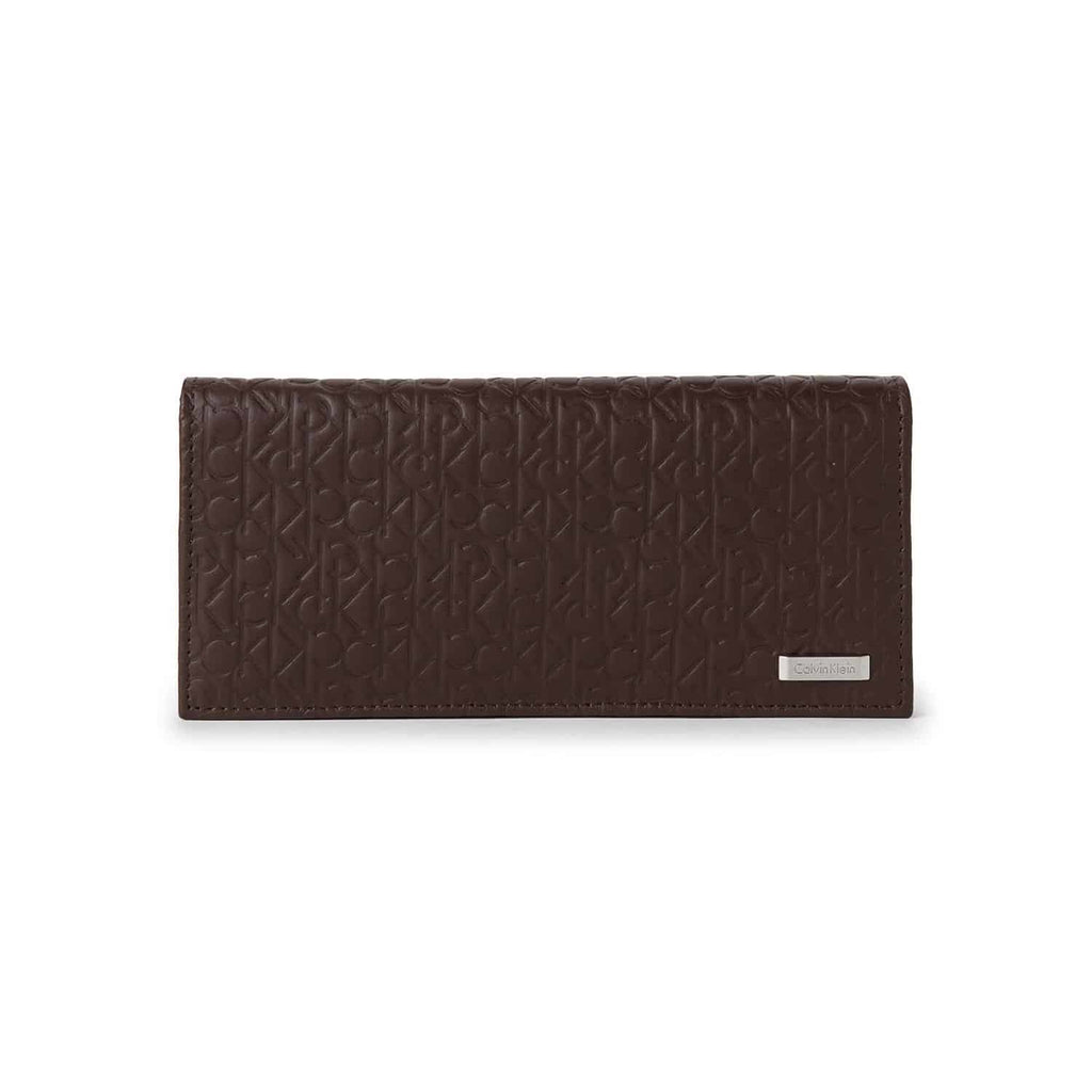 portofel-barbati-femei-edshop-Portofel-Calvin-Klein-Brown-Embossed-Logo-Secretary-Wallet