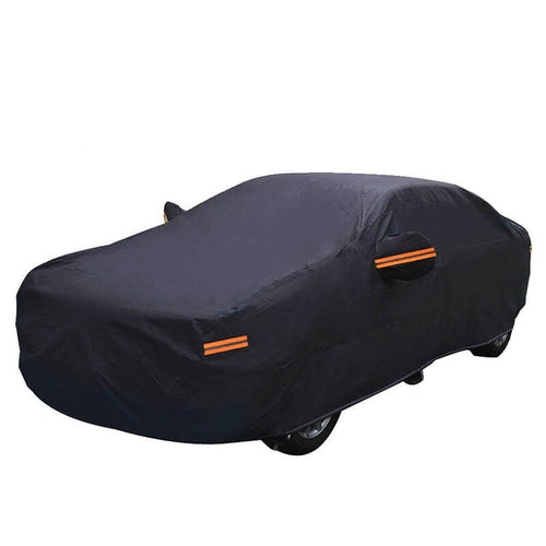 MOTOR10 sedan car cover, reflective strips, mirror pockets, premium material, 100% waterproof, Black