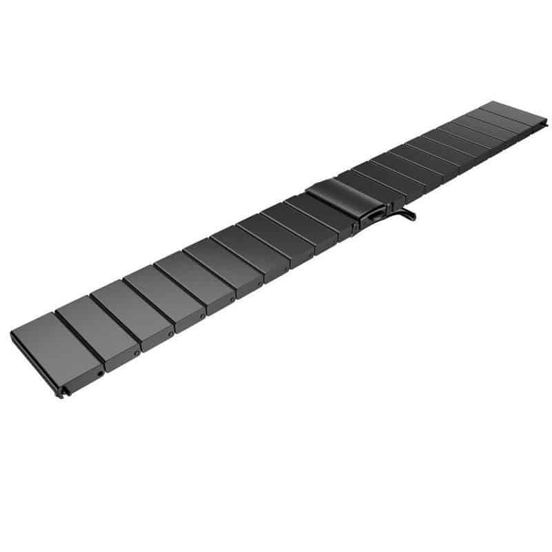 Curea metalica Edman 1Z pentru Samsung Gear S3 si telescoape Quick Release incluse in pachet, latime prindere 22mm, Negru