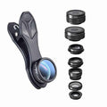 Resigilat: Set lentile 7 in 1 profesionale Apexel DG7, prindere filet 17mm, 7 in 1 Super Wide, Telephoto, Macro, Fisheye, CPL, Caleidoscop cu clip universal pentru camera foto, telefoane sau tablete