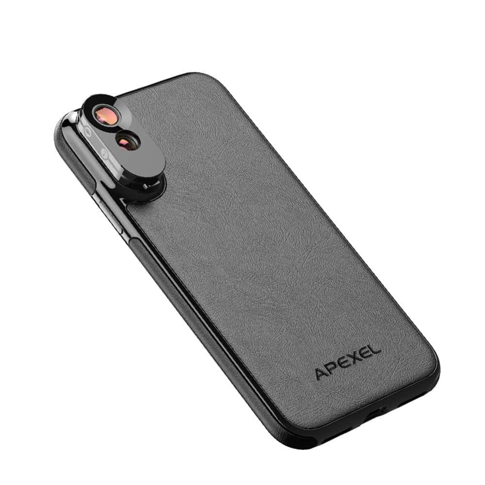Set 6 in 1 lentile profesionale smartphone Apexel - Wide Angle, Fisheye & Dual Macro, carcasa lentile foto telefon mobil pentru iPhone XS Max