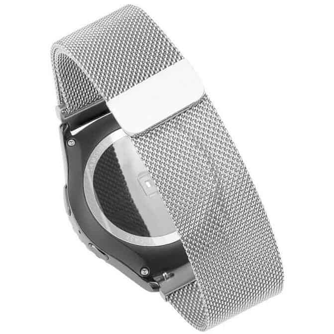 Curea metalica cu prindere magnetica Edman pentru Samsung Gear S3 si telescoape Quick Release incluse in pachet, latime prindere 22mm, Argintie