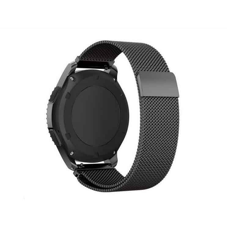Curea metalica cu prindere magnetica Edman pentru Samsung Gear S3 si telescoape Quick Release incluse in pachet, latime prindere 22mm, Negru