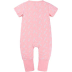 Salopeta pijama Edman bebe/copii Autumn cu maneca lunga, fermoar reversibil, bumbac, 3-6 luni, Roz