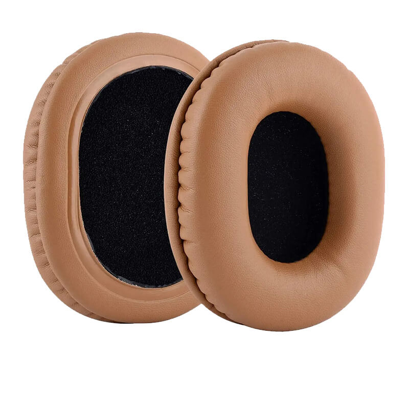 Set 2 bureti Edman pentru casti Audio-Technica ATH M50X, M50XBT, M50, M40X, M30, M20, M10, ATH-MSR7, Piele ecologica, Maro