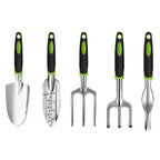 Set de gradinarit Edman 5 piese, otel inoxidabil, Negru/Verde
