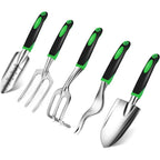 Set de gradinarit Edman 5 piese, otel inoxidabil, Negru/Verde