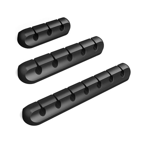Edman cable organiser holder set, 3 pieces, 3 different sizes, self-adhesive, Black