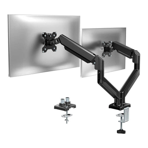 Edman dual monitor mount for 17–32 inch screens, max 10kg per arm, adjustable, tilt, 360° rotation, for home office, VESA 75/100 mm